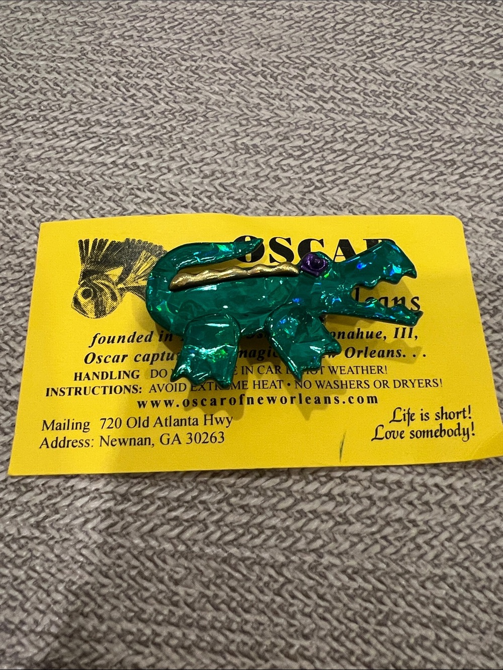 Oscar of New Orleans Green Alligator Pin
